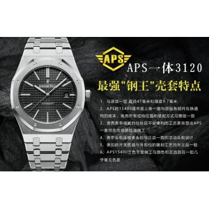Royal Oak APSF 15400 Best Edition Black Textured Dial on SS Bracelet A3120 Super Clone V3