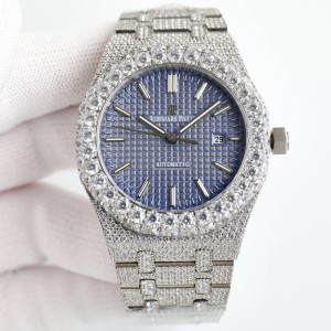 Royal Oak SF 15400 Big diamond Bezel Blue Dial on Full diamond Bracelet Cal.8215