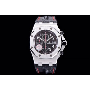 Royal Oak Offshore 26470 JF Black Themes 1:1 Best Edition Black Dial on Black Leather Strap A3126 V2