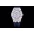 Royal Oak JF 15450 1:1 Best Edition SS Full Diamond Textured Dial Blue leather strap Super Clone A3120