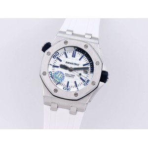 Royal Oak Offshore Diver JF 15710 SS Best Edition White Dial on White Rubber Strap A3120