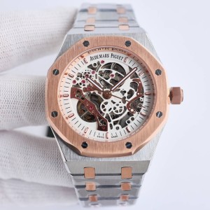 Royal Oak 42mm SF AAA Quality Best Edition SS/RG White Skeleton Dial on SS/RG Bracelet A2813
