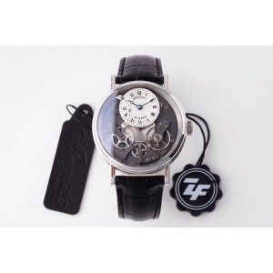 Tradition 7097BB SS ZF 1:1 Best Edition White/Gray Dial on Black Leather Strap A505