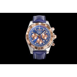 Chronomat B01 44mm WMF SS/RG Blue Dial with rose gold subdials on SS/RG Blue leather strap A7750