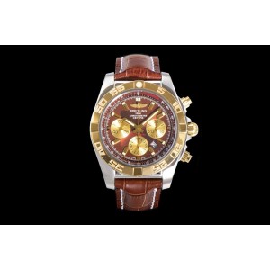 Chronomat B01 44mm WMF SS/YG Brown Dial with Stick Markers on SS/YG Brown leather strap A7750