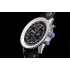 NAVITIMER WORLD TIME 46mm SS WMF 1:1 Best Edition Black Dial on Black leather strap A7750