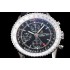 NAVITIMER WORLD TIME 46mm SS WMF 1:1 Best Edition Black Dial on SS Black leather strap A7750