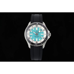 SuperOcean TF 44 Automatic SS 1:1 Best Edition Tiffany Blue Dial on Black rubber strap A2824