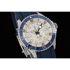 SuperOcean TF 44 Automatic SS 1:1 Best Edition Blue Ceramics Bezel White Dial on Blue rubber strap A2824