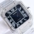 SANTOS DE CARTIER SF Best Edition Full Diamonds Bezel Black DIal on SS Bracelet A2813