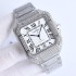SANTOS DE CARTIER SF Best Edition Full Diamonds Bezel White DIal on SS Bracelet A2813