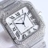 SANTOS DE CARTIER SF Best Edition Full Diamonds Bezel White DIal on SS Bracelet A2813
