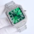 SANTOS DE CARTIER SF Best Edition Full Diamonds Bezel Green DIal on SS Bracelet A2813