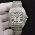 Santos De Cartier 100th anniversary TWF Swarovski diamonds SS White Dial on Bracelet A2824