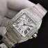 Santos De Cartier 100th anniversary TWF Swarovski diamonds SS White Dial on Bracelet A2824