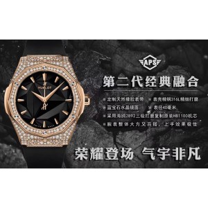 Classic Fusion Orlinski RG APSF 1:1 Best Edtion Black Faceted Dial Diamonds Bezel on Black Rubber Strap A2892