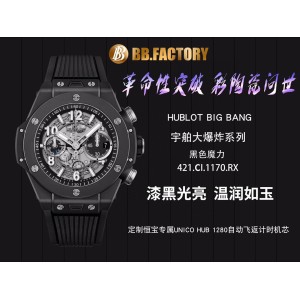 Hublot Big Bang BBF Unico Black Ceramic Best Edition Skeleton Dial on Black Rubber Strap A1242