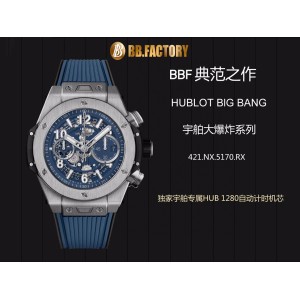 Hublot Big Bang BBF Unico Titanium 1:1 Best Edition Skeleton Dial on Blue Rubber Strap A1242