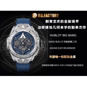 Hublot Big Bang BBF Sang Bleu II Chrono 1:1 Best Edition Blue Dial on Blue Gummy Strap A1240
