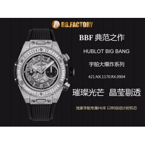 Hublot Big Bang Unico BBF Titanium T Diamonds Bezel Best Edition Skeleton Dial on Black Rubber Strap A1242