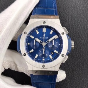 Big Bang 44mm HBF 1:1 Best Edition Blue dial on SS Blue rubber strap HUB4100