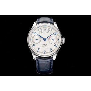 Portugieser AZF IW503501 Annual Calendar 1:1 Best Edition White Dial on Blue Leather Strap A52850