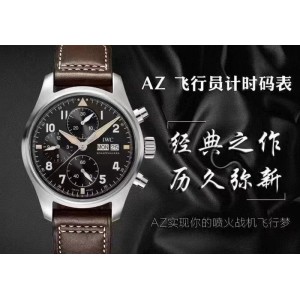 Pilot Chrono AZF IW387903 1:1 Best Edition Black Dial on Brown Leather Strap A7750