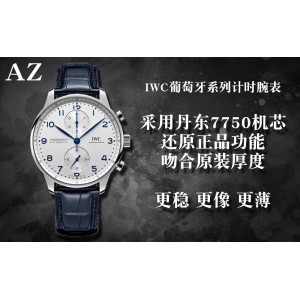 Portuguese Chrono IW371417 AZF 1:1 Best Edition Blue Dial on Blue Leather Strap A7750