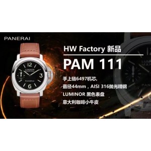 PAM00111 HWF SS 1:1 Best Edition on Brown Leather Strap   Strap A6497