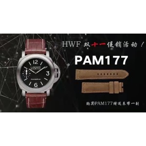 PAM00177 HWF Titanium 1:1 Best Edition on Brown Leather Strap Strap A6497