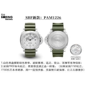 PAM01226 SBF Submersible 1:1 Best Edition White Dial on Green Rubber Strap P9010