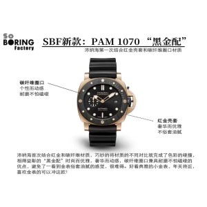 PAM01070 SBF Submersible 1:1 Best Edition Black Dial on Black Rubber Strap P900