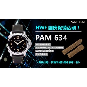 PAM00634 HWF SS  1:1 Best Edition on Black Leather Strap Strap A6497