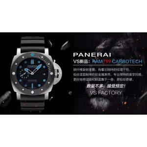 PAM00799 CarboTech Submersible Titanium VSF 1:1 Best   Edition Black Dial  on Rubber Strap P.9010 Clone