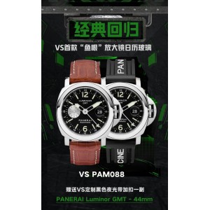 PAM00088 VSF Luminor GMT 44mm Best Edition Black Dial on Brown leather strap A7750