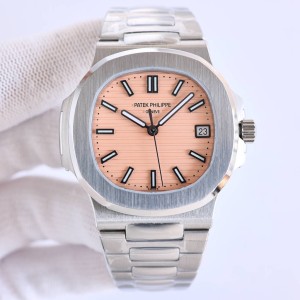 Nautilus SF 5711 1:1 Best Edition Pink Textured Dial on SS Bracelet A324