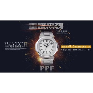 Nautilus PPF 5711/1A 1:1 Best Edition White Textured Dial on SS Bracelet 324CS V4