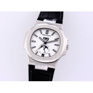 Nautilus 5726 PF Best Edition White Textured Dial on SS Black Leather Strap A324 V3