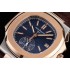 Nautilus 3KF Chronograph Date 5980 SS/RG Blue Dial on Brown Leather Strap PP.CH28-520 V2