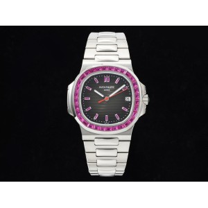 Nautilus 5711 GRF 1:1 Best Edition Gray Dial Purple Diamonds Bezel on SS Bracelet 324CS