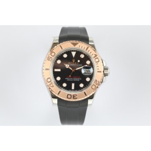 Yacht-Master EWF 126621 1:1 Best Edition Black Dial on SS/RG Black rubber strap A3235