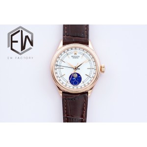 Cellini 50535 Moonphase RG EWF Best Edition White Dial on Brown Leather Strap A3195