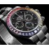 Daytona All Black PVD BLAKEN Refit Rainbow Diamonds Bezel Black Dial on PVD Bracelet A7750