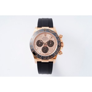 Daytona SF 116515 1:1 Best Edition 18K Rose gold shell champagne Dial on RG Black rubber strap A7750