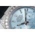 Daytona Full Diamonds JVSF 1:1 Best Edition 904L Steel Ice blue Dial on Oysterflex Strap A7750