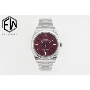 Oyster Perpetual EWF 114300 39mm 1:1 Best Edition Red Grape Dial on SS Bracelet A3132