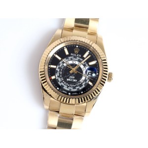 Skydweller SF AAA Level Plating Yellow gold YG/YG Black Dial on Bracelet A2813 Movement