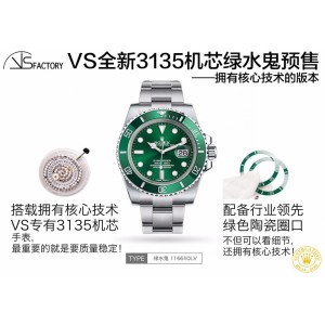 Submariner VSF 40mm 116610LV 1:1 Best Edition Green Ceramic 904L Steel VS3135