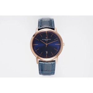 Patrimony Date AIF 85180 1:1 Best Edition RG Blue Dial on Blue Leather Strap A2450